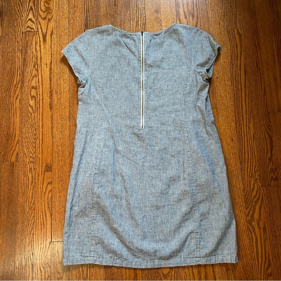 Eileen Fisher Petite Hemp and Organic Cotton Blue Seersucker Dress size MP - Picture 3 of 5